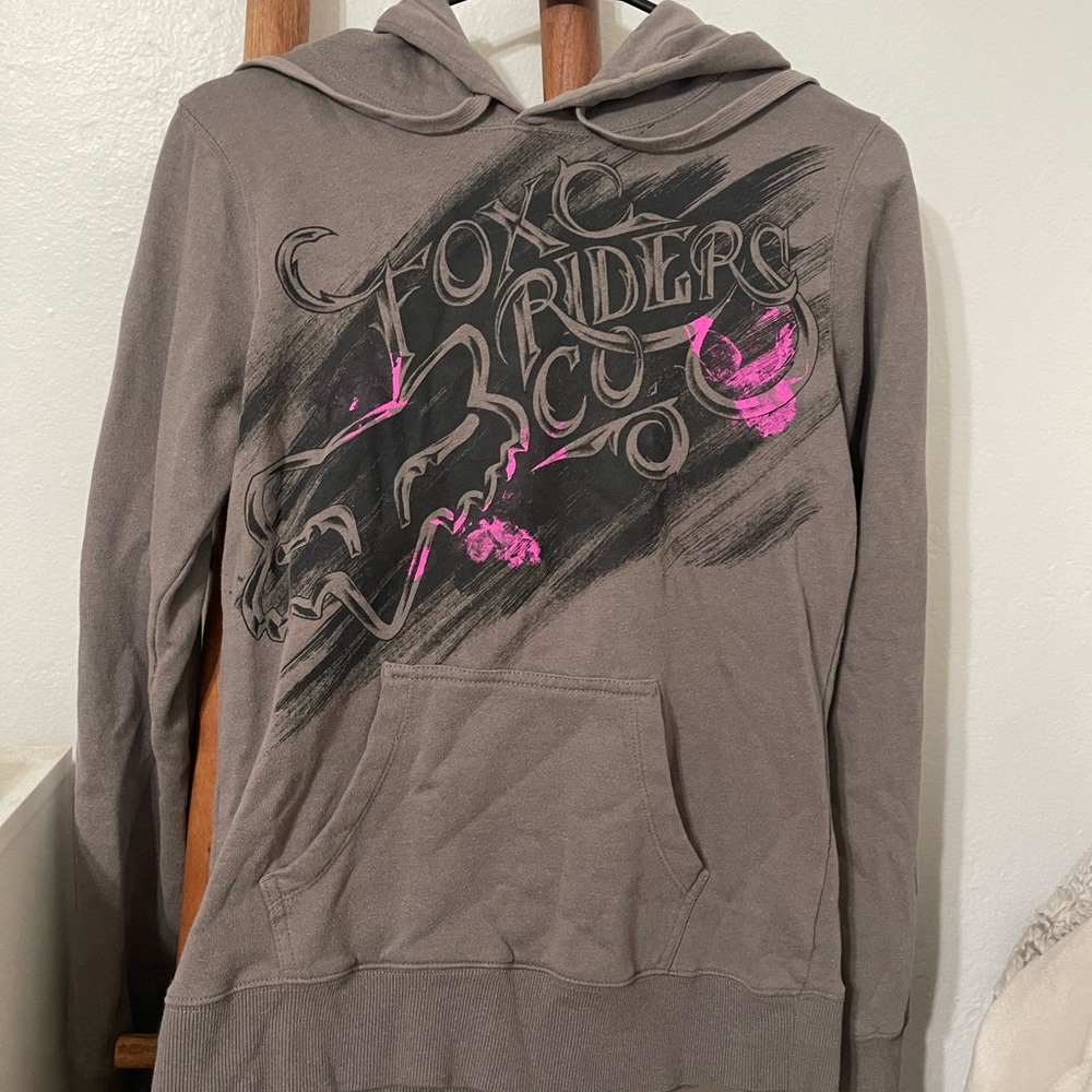 Fox Racing grey and pink hoodie. Size medium. Used
